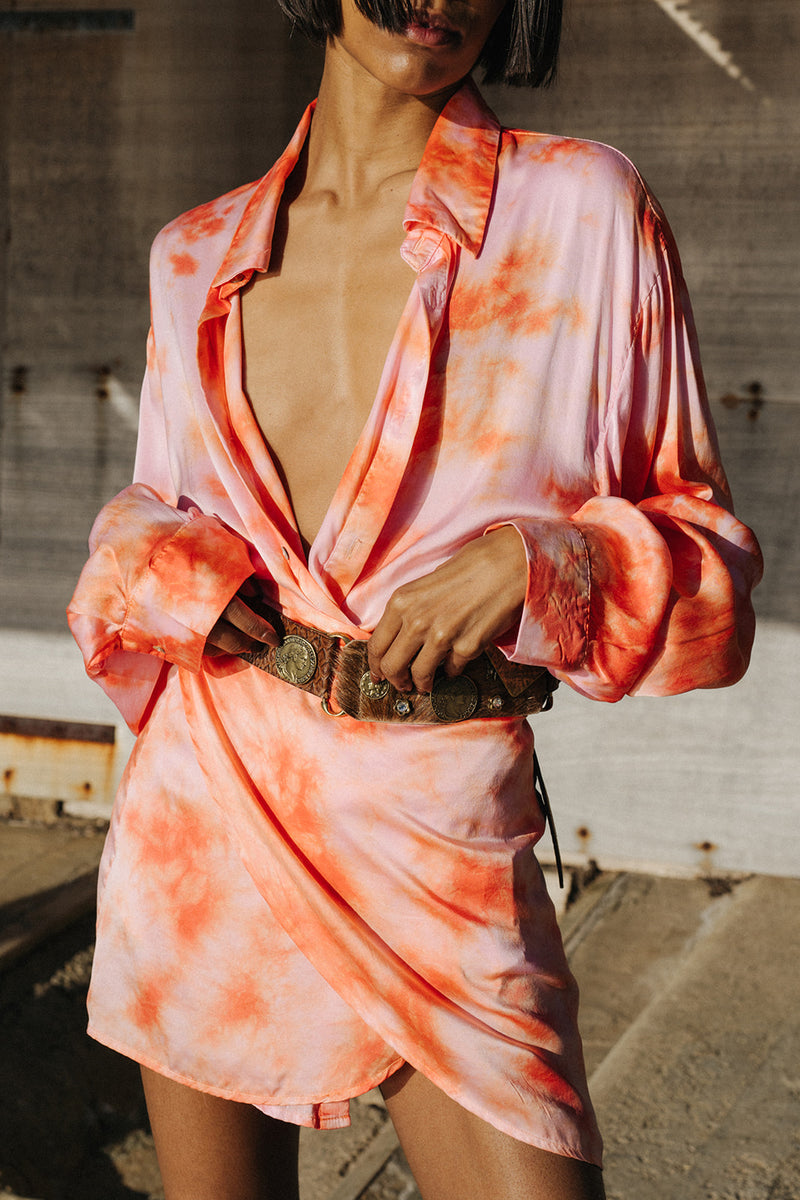 pink three-piece batik set