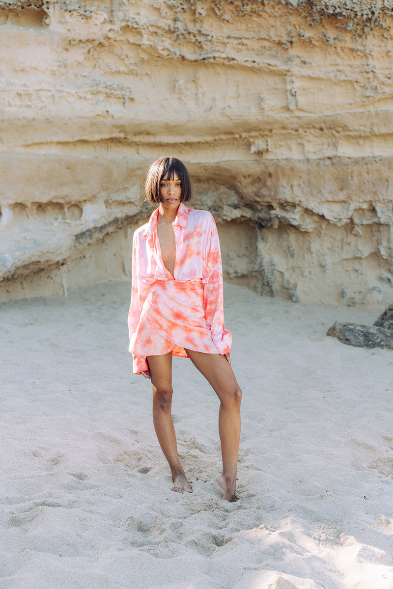 pink three-piece batik set