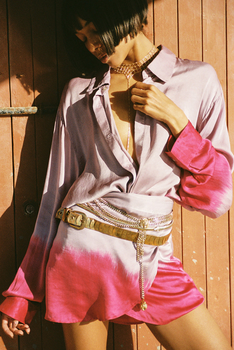 pink three-piece batik set