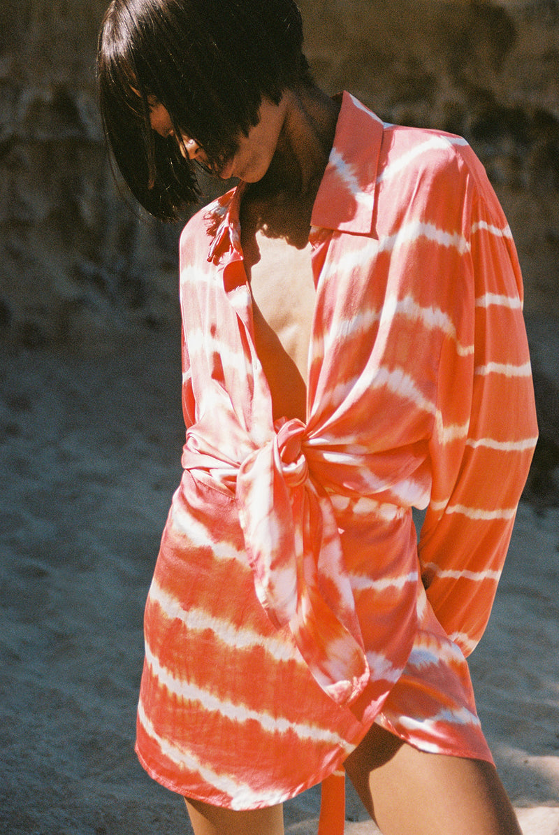 orange three-piece batik set