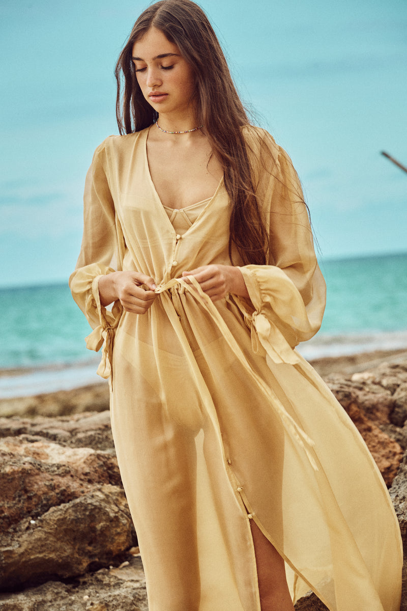 PORTO L. SAND SILK ROBE