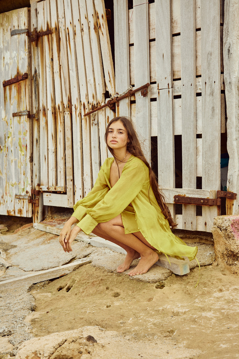 PALERMO S. AMBER SILK ROBE